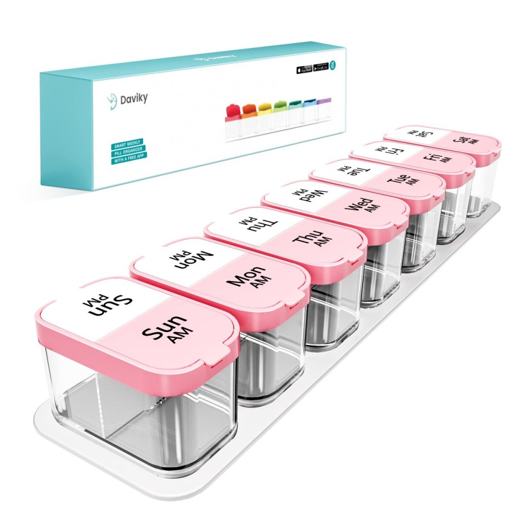 Daviky Extra Large Pill Organizer Weekly, XL Medicine Pill Organizer 2 Times a Day, Big Pill Box 7 Day AM PM for Vitamins, Supplements and Medication