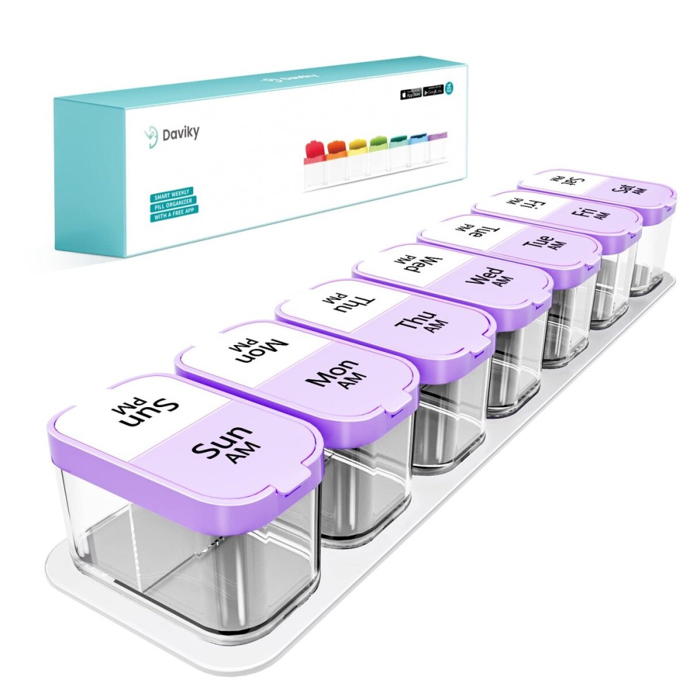Daviky Large Pill Organizer 7 Day, Weekly XL Pill Box 2 Times a Day, Extra Big Medicine Case AM PM for Vitamins, Supplements and Medication