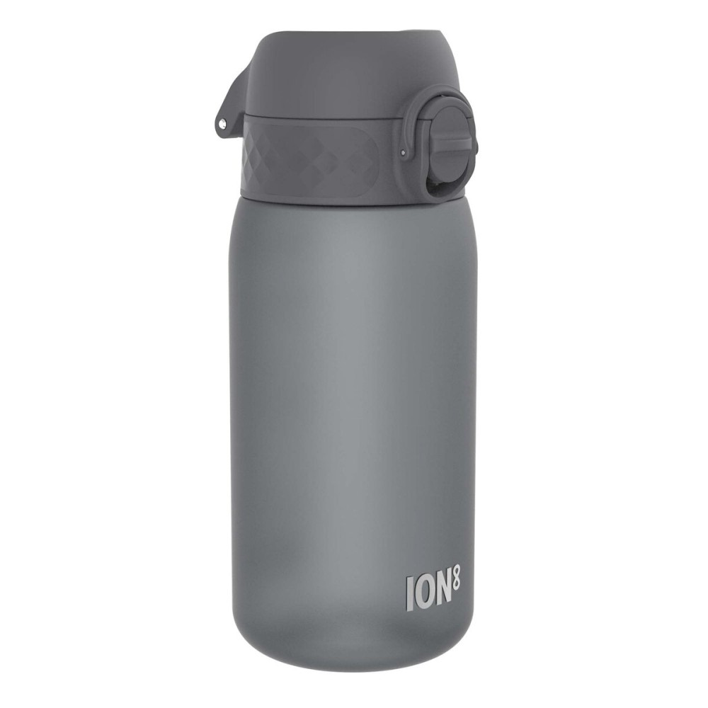 Ion8 Small Water Bottle, 350 ml/12 oz, Leak Proof, Easy to Open, Secure Lock, Dishwasher Safe, BPA Free, Carry Handle, Hygienic Flip Cover, Easy Clean, Odor Free, Carbon Neutral, Grey