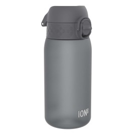 Ion8 Small Water Bottle, 350 ml/12 oz, Leak Proof, Easy to Open, Secure Lock, Dishwasher Safe, BPA Free, Carry Handle, Hygienic Flip Cover, Easy Clean, Odor Free, Carbon Neutral, Grey