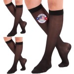 (3 Pairs - Closed Toe) Plus Size Compression Stockings for Women 15-20mmHg - Womens Sheer Compression Knee High with Wide Calf for Diabetic, Lymphedema, Swelling - Black, 5X-Large - A101BL8-3
