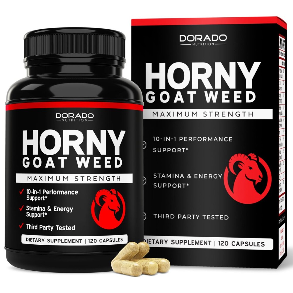 Horny Goat Weed For Men and Women - [Maximum Strength 1590mg] Maca, Ginseng, L-Arginine, Tribulus - Premium Hornygoatweed - Icariin Epimedium For Men - 3rd Party Tested - USA Made - 120 Count