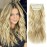 Clip in Long Wavy Synthetic Hair Extension 20 Inch 4PCS Dark Golden Mix Beige Blonde Highlights Hairpieces Thick Double Weft Hair Extension for Women (4pcs, 20Inch, P86/613)