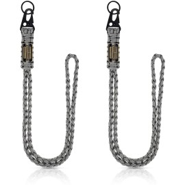 Frienda 2 Set Heavy Duty Paracord Lanyard Necklace Whistles Strap Braided 550 Keychain Lanyard for Outdoor Activities (Gray)