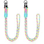 Frienda 2 Set Heavy Duty Paracord Lanyard Necklace Whistles Strap Braided 550 Keychain Lanyard for Outdoor Activities (Colorful)