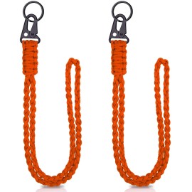 Frienda 2 Set Heavy Duty Paracord Lanyard Necklace Whistles Strap Braided 550 Keychain Lanyard for Outdoor Activities (Orange)