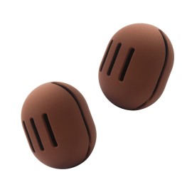 FERYES 2 PCS Makeup Sponge Holder - Shatterproof Eco-Friendly Silicone Beauty Make Up Blender Case for Travel - Brown