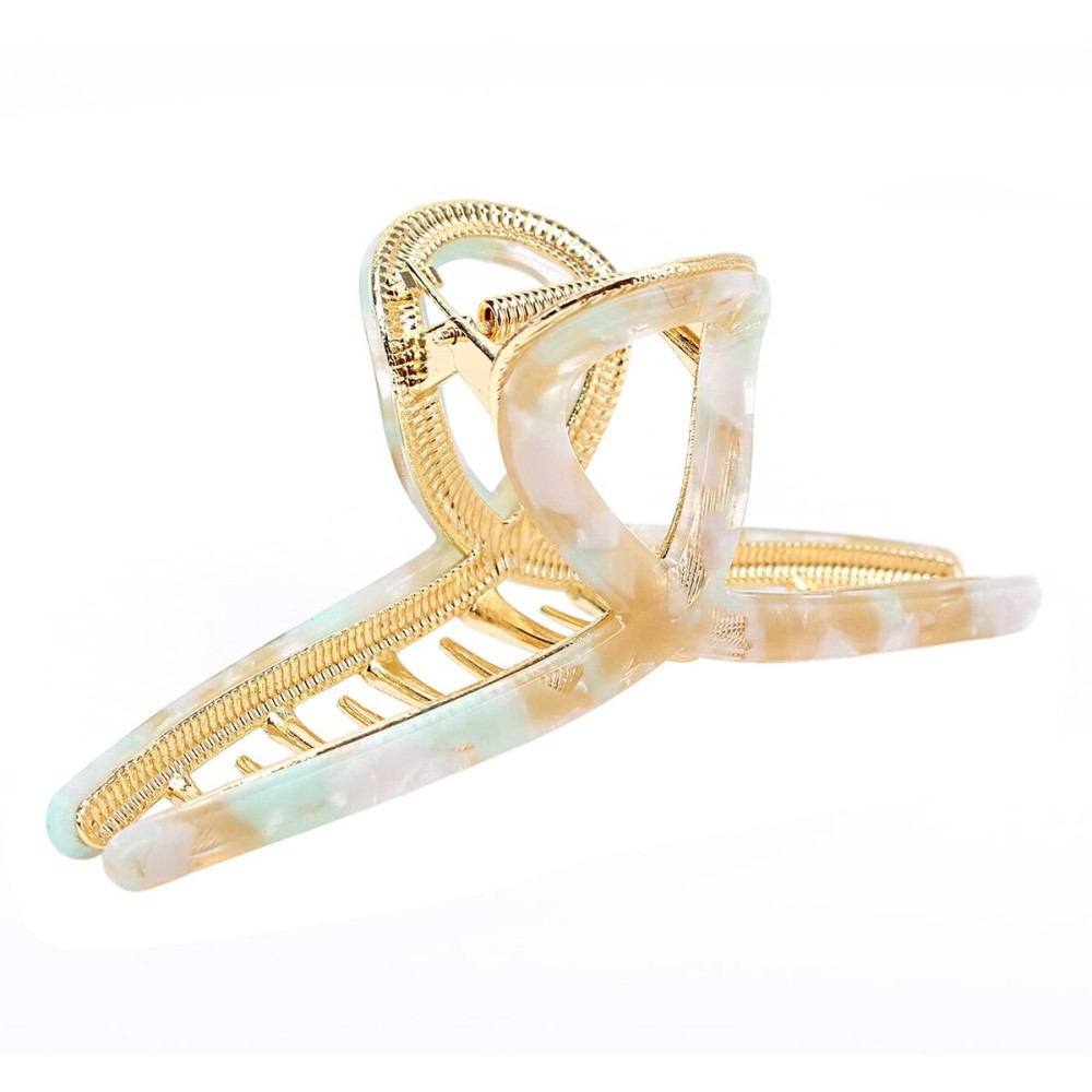 FAELBATY Hair Clip, Large Acetate Metal Claw Clip for Women, 4.7 Butterfly Hair Clips for Girls, Hair Accessories for Long Thick Hair (Mixed Green, 1 Count)