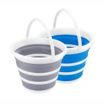2 Pack Collapsible Buckets 10L 2.6 Gallon Cleaning Bucket Mop Bucket Folding Foldable Portable Small Plastic Water Supplies for Outdoor Garden Camping Fishing Car Wash Space Saving Grey and Blue