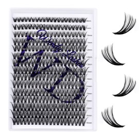 Individual Lashes DIY Eyelash Clusters 300PCS C/D Curl Lash Clusters Comfortable Cat Eye Lashes Super Soft Reusable Wispy Lashes Lash Clusters(300PCS-40D-0.07DD,8-16mm Mixed Tray)