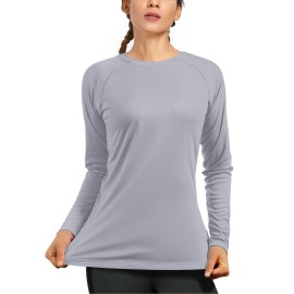 isnowood Swim Shirts for Women, UPF 50+ UV Sun Protection Long Sleeve Shirt, Lightweight Quick Dry Workout Hiking Running Rash Guard Top