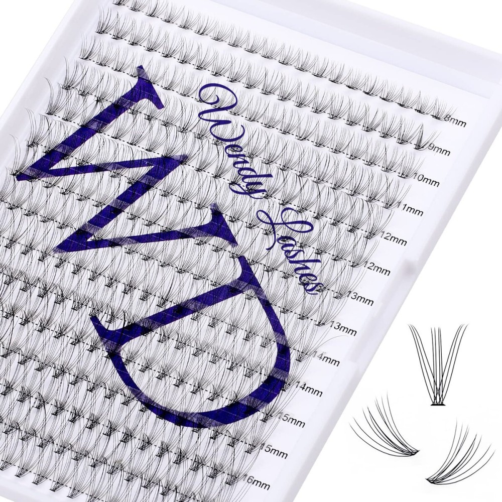 Individual Lashes DIY Eyelash Extension 300PCS Lashes Extensions C/D/CC/DD Curl Lash Clusters Cat Eye Lashes Super Soft Eyelashes Extension Matt Black Lashes Beginner Lash Clusters(300PCS-10D-0.07D,8-16mm Mixed Tray)