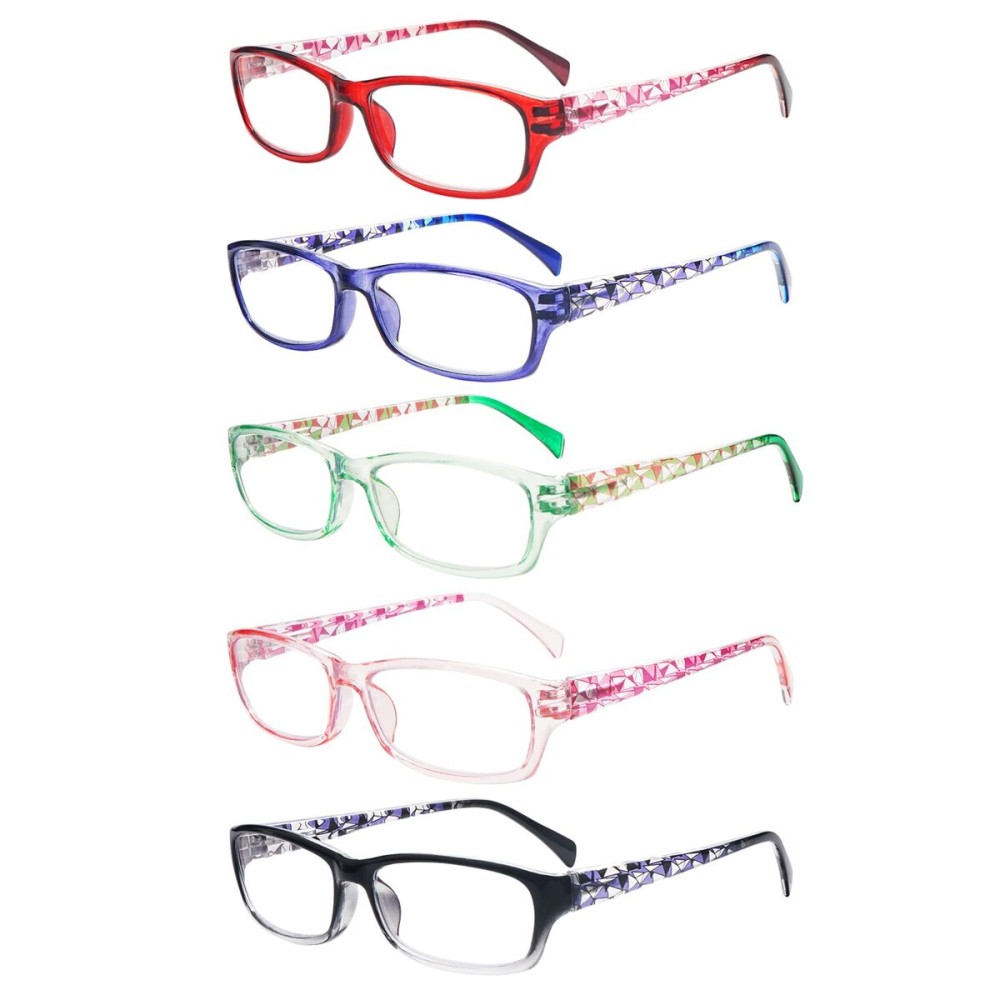 VIDEBLA 5 Pack Computer Reading Glasses Men and Women Anti Eyestrain Blue Light Blocking Glasses for Reading (5 Mix-5, 2.0, multiplier_x)