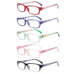 VIDEBLA 5 Pack Computer Reading Glasses Men and Women Anti Eyestrain Blue Light Blocking Glasses for Reading (5 Mix-5, 2.0, multiplier_x)