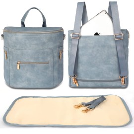 miss fong Diaper Bag Backpack Baby Diaper Bag, Large Leather Diaper Backpack with 16 Pockets Travel Diaper Bag with Diaper Changing Pad, Stroller Straps & 2 Insulated Pockets