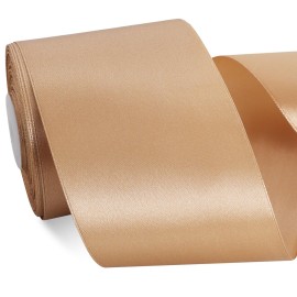 TONIFUL Champaign Gold Satin Ribbon 3 Inch X 25yds Solid Silk Ribbons for Gift Wrapping, Craft, Floral Bouquets, Valentine\'s Day Christmas Gift Wrapping, Party Wedding Decoration