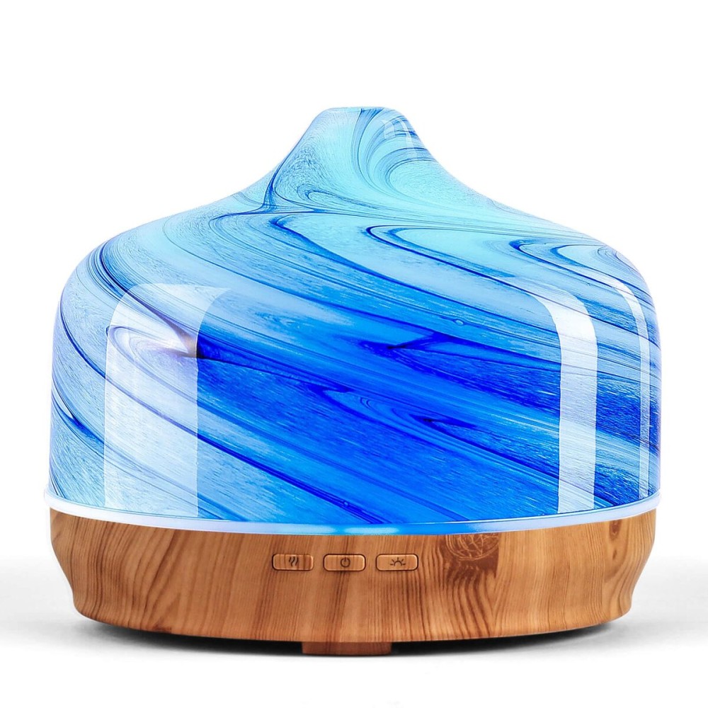 Porseme 500ml Glass Essential Oil Diffuser Aromatherapy Ultrasonic Cool Mist Humidifier 15-21 Running Hours Waterless Auto-Off Air Diffusers for Sleeping,Yoga,Office Working,Spa and Rest (Ink)