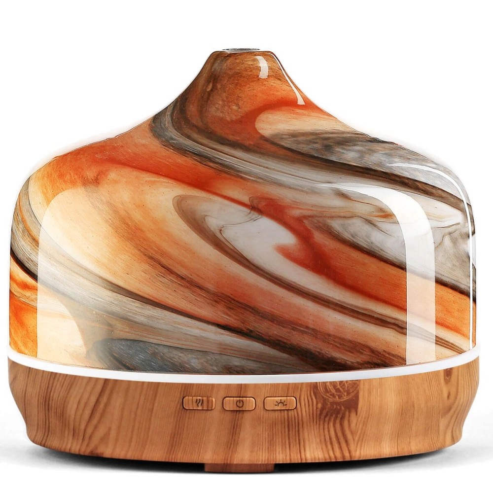 Porseme 500ml Glass Essential Oil Diffuser Aromatherapy Ultrasonic Cool Mist Humidifier 15-21 Running Hours Waterless Auto-Off Air Diffusers for Sleeping,Yoga,Office Working,Spa and Rest (Deep Desert)