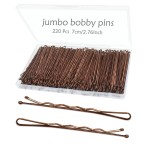 YINGFENG 220pcs 2.76 Inch Large Brown Bobby Pins for Women, Jumbo Long Pins with Box, Reusable Non Slip Big Pins Great For Thick Hair