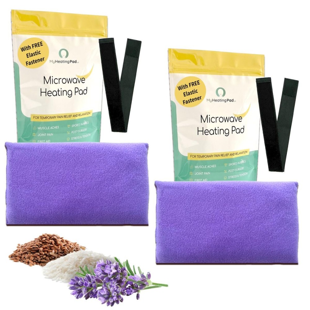 Microwavable Heating Pads for Lower Back, Neck, and Shoulder Pain Relief - Moist Microwave Heating Pad for Muscles and Joints - Microwave Hot Pack Heat Pad for Cramps - 2 Packs Purple - Lavender Scent