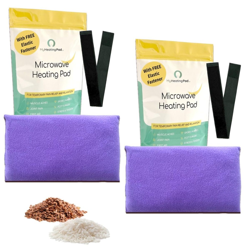 My Heating Pad for a Better Comfort - Moist Microwavable Heating Pads for Joint Pain and Sore Muscles - Microwave Hot Pack Heat Pad for Cramps - Chilled or Heated Pad Therapy Pillow - 2 Packs Purple