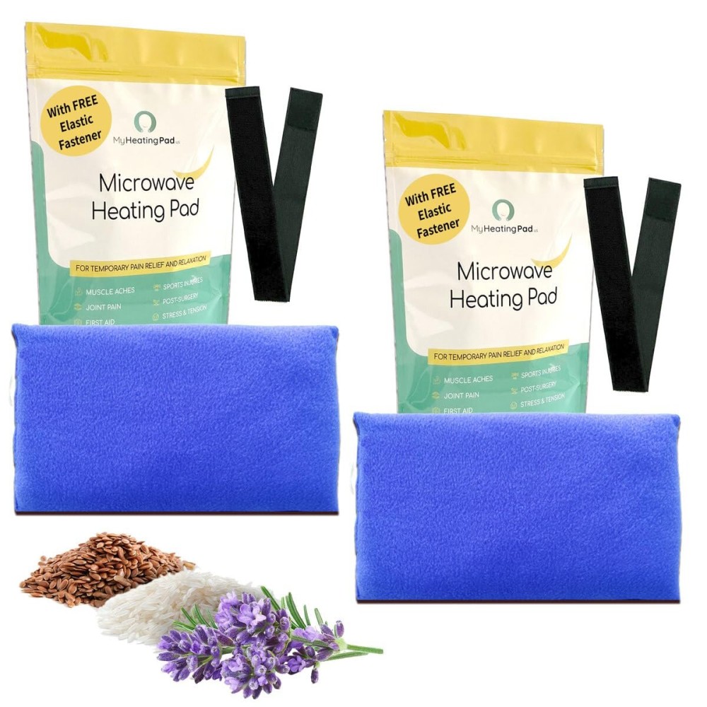 Microwavable Heating Pads for Lower Back, Neck, and Shoulder Pain Relief - Moist Microwave Heating Pad for Muscles and Joints - Microwave Hot Pack Heat Pad for Cramps - 2 Packs Blue - Lavender Scent