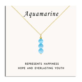 SmileBelle Aquamarine Necklace for Women, Blue Crystal Necklace as Inspirational Gifts, March Birthstone Jewelry for Girls Moonstone Aquamarine Jewelry Gifts for Women as Christmas Stocking Stuffers