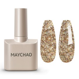 MAYCHAO 15ML Champagne Glitter Gel Nail Polish 1Pc Champagne Gel Polish Soak Off UV LED Nail Polish Nail Art Starter Manicure Salon DIY at Home, 0.5 OZ