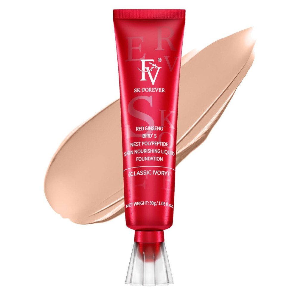 FV Matte Waterproof Foundation-Longwear Transfer-Proof, with Medium to Full Coverage, Oil-control & Lightweight, Liquid Foundation Makeup for Normal/Oily skin, 30g, Classic Ivory