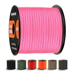 WEREWOLVES 650lb Paracord/Parachute Cord - 9 Strand Paracord Rope - 100\', 200\' Spools of Parachute Cord, Type III Paracord for Camping, Survival (Pink, 100 Feet)