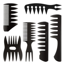 Tbestmax 6 Pcs Hair Comb Styling Set Tail Combs Afro Pick Pik Brushes African American Hair Brush Barber Black