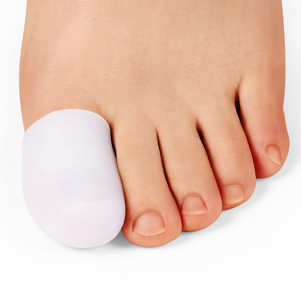Bukihome Big Toe Protectors 10 ct, Silicone Toe Caps to Cushion Toe Blister, Corn, Callus, Great for Running, Walking, Stop Toe Pain (Large, White)