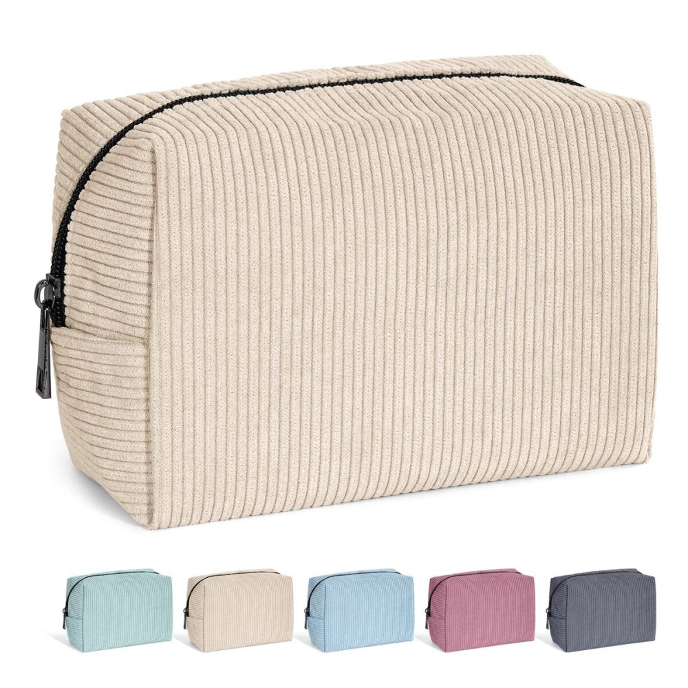 MAANGE Cosmetic Bags for Women Small Makeup Bag for Purse Corduroy Makeup Pouch Travel Makeup Bag with Metal Zipper Make Up Bag for Travelling