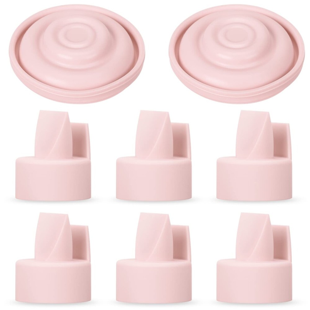 [8-Count] Papablic Duckbill Valves and Silicone Membrane Compatible with Spectra S1, S2 and 9 Plus Breastpumps, Not Original Spectra Pump Parts, BPA/DEHP Free, Pink