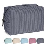 MAANGE Small Makeup Bag For Purse, Travel Cosmetic Bag Makeup Pouch Corduroy Portable Versatile Zipper Pouch For Women(GRAY)