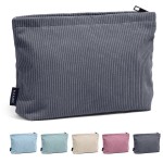 MAANGE Small Makeup Bag For Purse, Travel Cosmetic Bag Makeup Pouch Corduroy Portable Versatile Zipper Pouch For Women(GRAY)