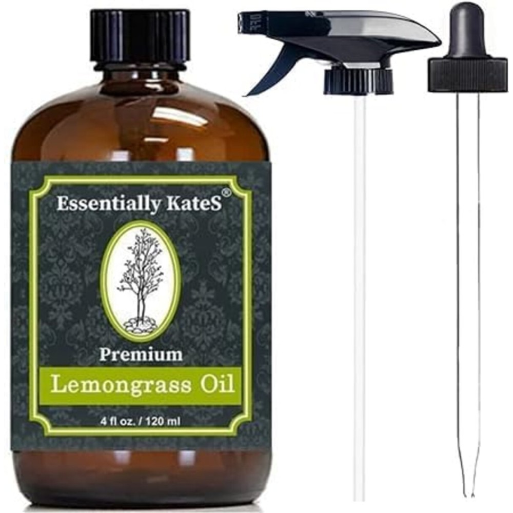 Lemongrass Essential Oil 4 Fl Oz with Dropper and Sprayer - 100% Pure and Natural - Hair Care, Home Diffusers, Skin Care, Aromatherapy, Massage and Humidifiers, and Garden Care