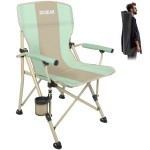 XGEAR Camping Chair with Padded Hard Armrest, Sturdy Folding Camp Chair with Cup Holder, Storage Pockets Carry Bag Included, Support to 400 lbs (1-Green)