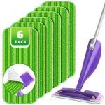 Reusable Mop Pads Compatible with Swiffer Wet Jet, Wet Jet Pads Refills for Swiffer Mop, Microfiber Replacement Pads for Hardwood Floor Cleaning, Dry Wet Mopping Cloths for 12 Wet Jet Refill, 6 Pack