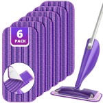 Reusable Mop Pads Compatible with Swiffer Wet Jet, Wet Jet Pads Refills for Swiffer Mop, Microfiber Replacement Pads for Hardwood Floor Cleaning, Dry Wet Mopping Cloths for 12 Wet Jet Refill, 6 Pack