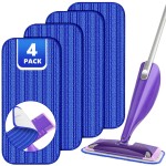 Reusable Mop Pads Compatible with Swiffer Wet Jet, Wet Jet Pads Refills for Swiffer Mop, Microfiber Replacement Pads for Hardwood Floor Cleaning, Dry Wet Mopping Cloths for 12 Wet Jet Refill, 4 Pack