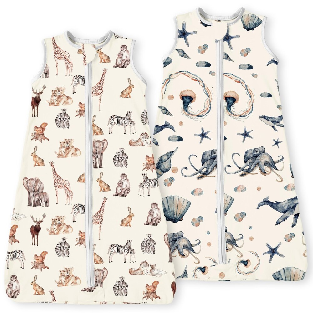 TOTBASIC Baby Sleep Sack 6-12-15 Months Light Wearable Blanket for Babies with 2-Way Zippers, 0.5 TOG Premium Soft Breathable Sleeping Bag for Baby Boys Girls 2-Pack