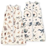 TOTBASIC Baby Sleep Sack 6-12-15 Months Light Wearable Blanket for Babies with 2-Way Zippers, 0.5 TOG Premium Soft Breathable Sleeping Bag for Baby Boys Girls 2-Pack