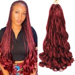 Conrora French Curly Braiding Hair 24 Inch 8 Packs Burgundy Color - Pre Stretched Bouncy Braiding Hair- Loose Wavy Synthetic Hair Extensions For Black Women (24 inch 8 packs, Burgundy)
