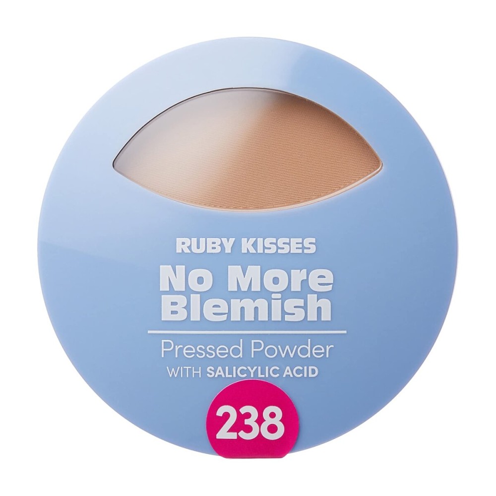 Ruby Kisses No More Blemish Face Powder with Salicylic Acid Korean Makeup Matte Finish Full Coverage Pressed Powder (Rich Tan)