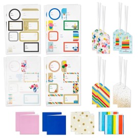 Hallmark Gift Tags and Stickers (64 Stickers, 8 Tags, 8 Mini Notecards) for Valentines Day, Birthdays, Weddings, Graduations, Bridal Showers