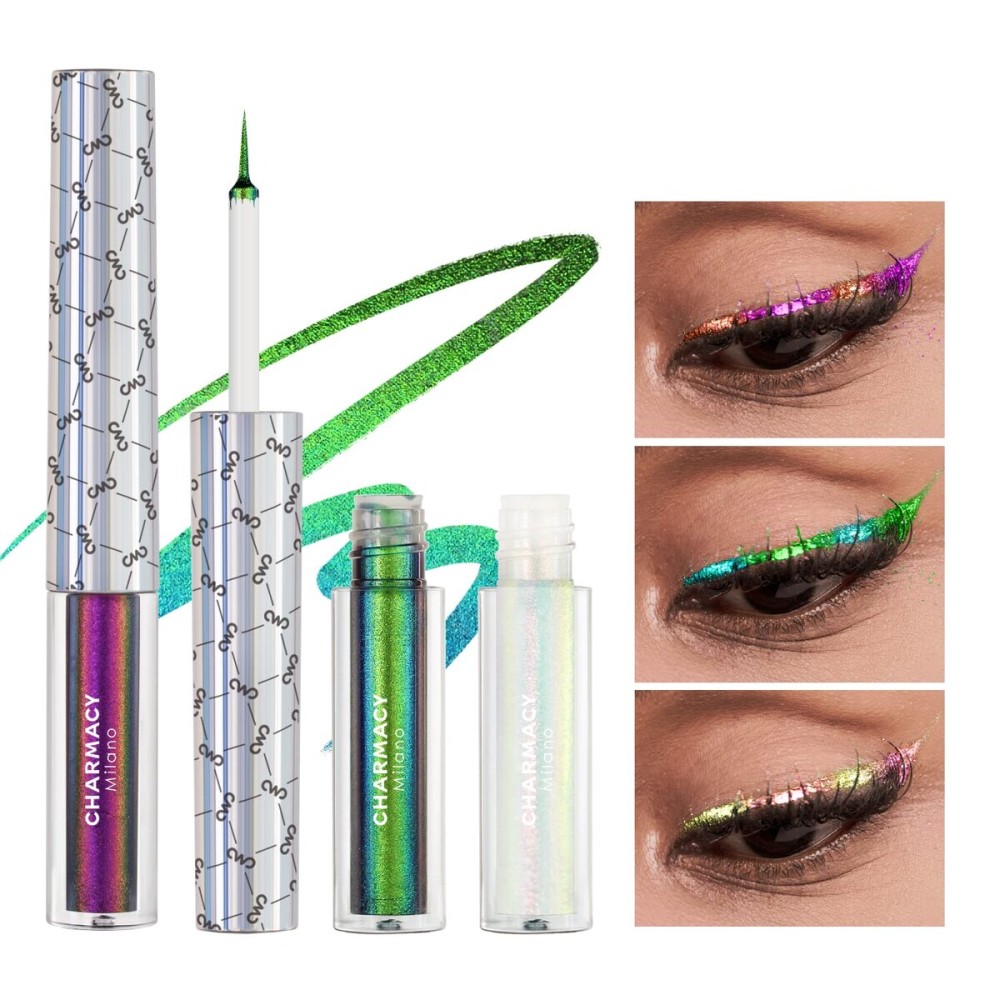 CHARMACY Chameleon Liquid Eyeliner, Liquid Glitter Eyeliner, Highly Pigmented, Metallic Intense MultiColor Shifting waterproof Eyeliner, Ultra-Fine Tip, Longwearing, Smudge-proof (SET3-903/905/908)