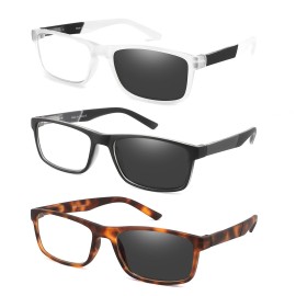 DONGDI Blue Light Blocking Reading Glasses 3 Pack photochromic Readers for Women Men,Anti Glare UV Ray Filter Eyeglasses (3pack-mix, 1.50)