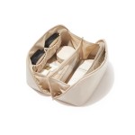 EACHY Travel Makeup Bag, Large Capacity Cosmetic Bags for Women, Waterproof Portable Open Flat Toiletry Bag Make up Bag with Divider and Handle, Christmas Gifts (White, Medium)