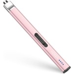 REIDEA Electric Lighter R1 Flat Candle Lighter, Windproof Flameless USB Rechargeable Arc with Safe Button and Power Indicator for Candle, BBQ and Fireworks, Rose Gold